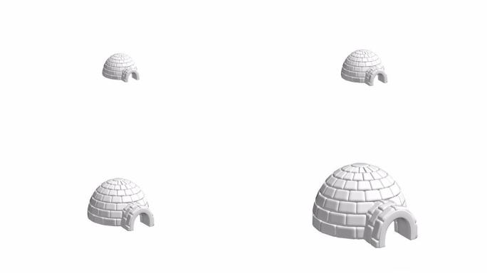 冰屋冰屋隔离在白色背景上，提供4k全高清和高清视频3d渲染素材。