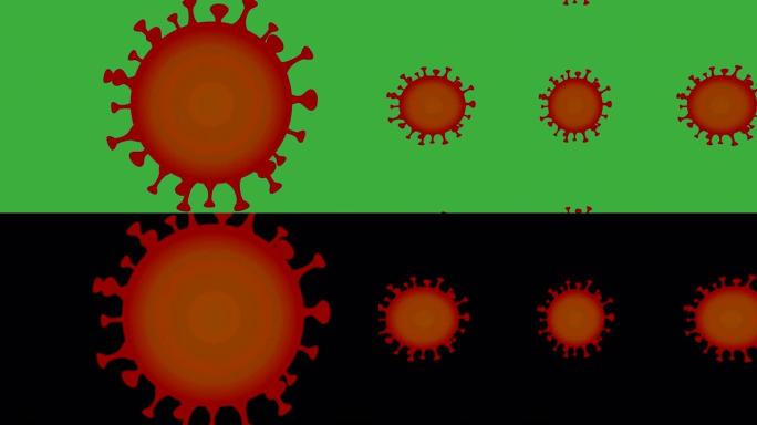 抽象思想，红冠病毒，吹图像，绿色色度键。