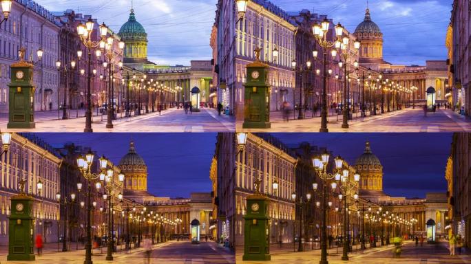 圣彼得堡，延时摄影，喀山大教堂