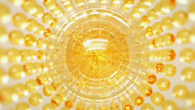 金色粒子玻璃球气泡化妆品美妆广告素材