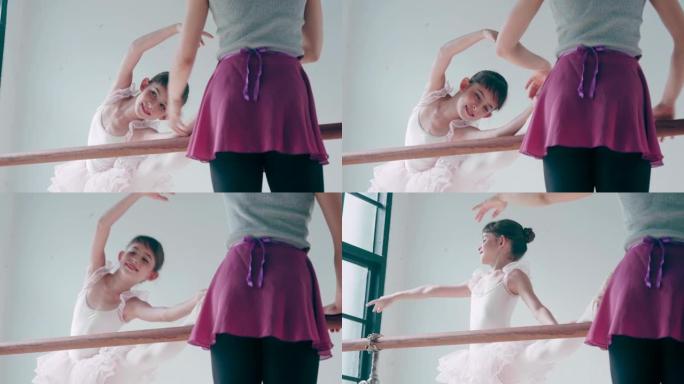 泰国老师和她可爱的芭蕾舞女演员上芭蕾舞课