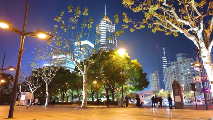 上海市浦东新区陆家嘴车流延时夜景风景视频