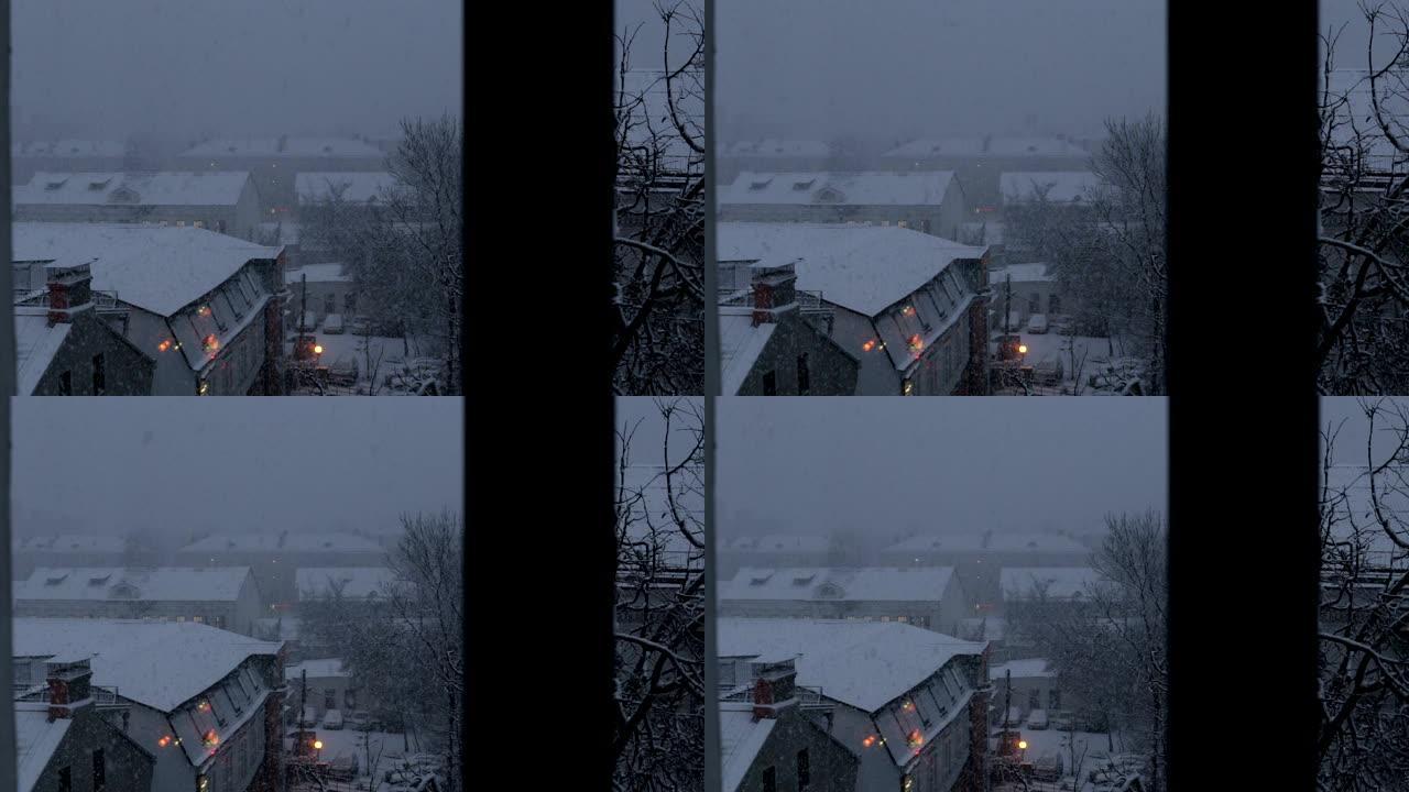 冬天的早晨，从窗户可以看到