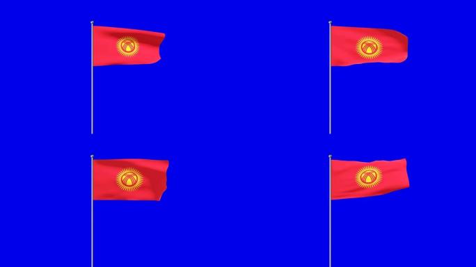 吉尔吉斯斯坦升起的旗帜