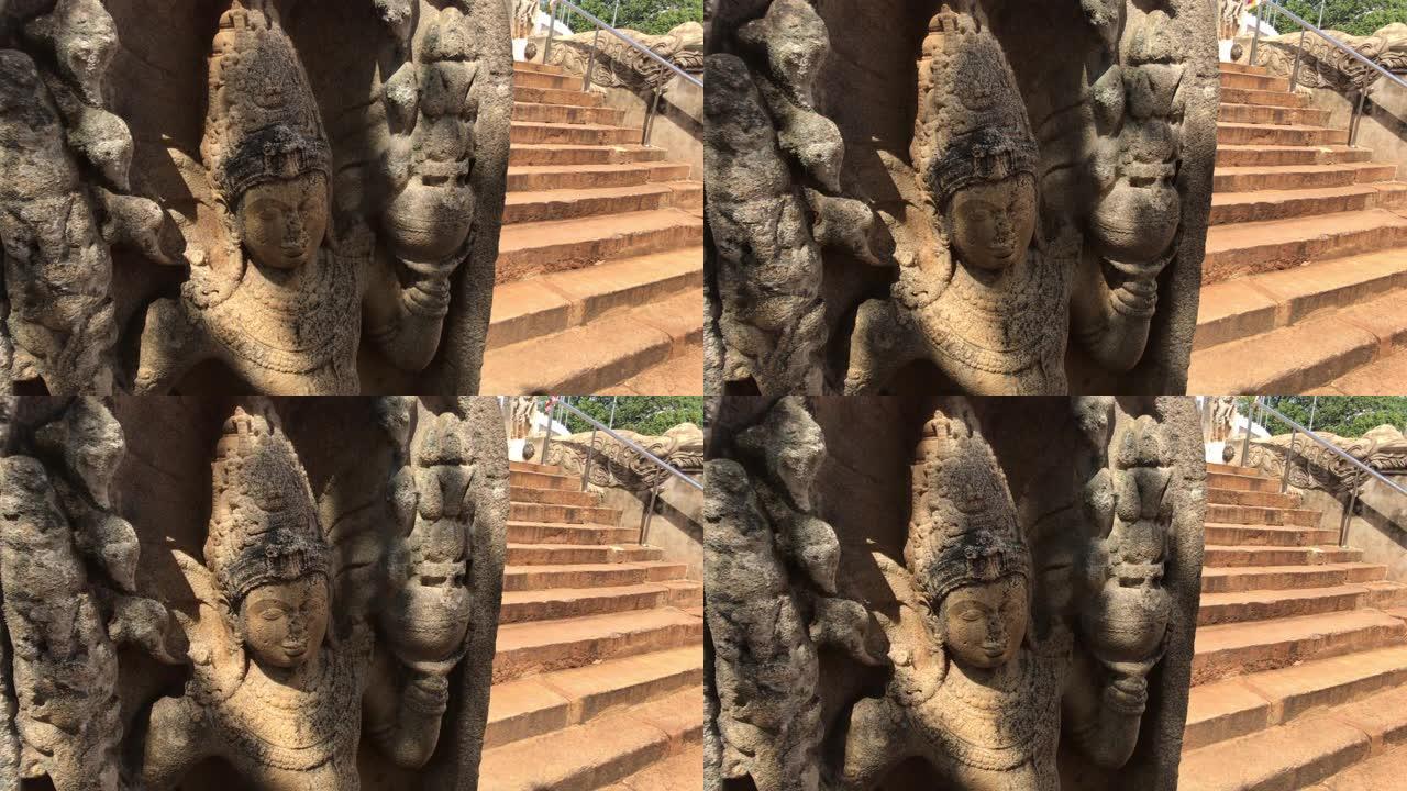 斯里兰卡阿努拉德普勒 (anuraghapura) 用梯子的图像在盘子上观看