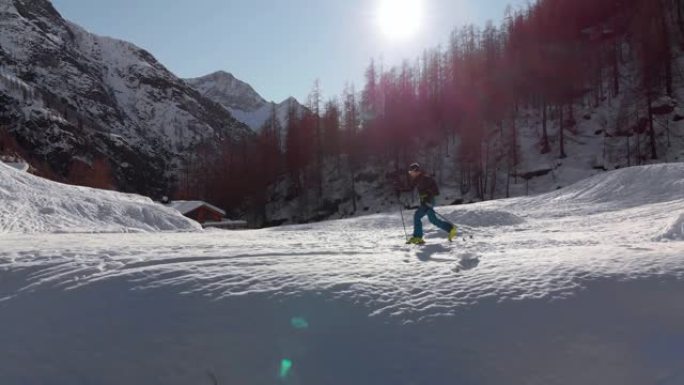 在意大利阿尔卑斯山进行滑雪旅行