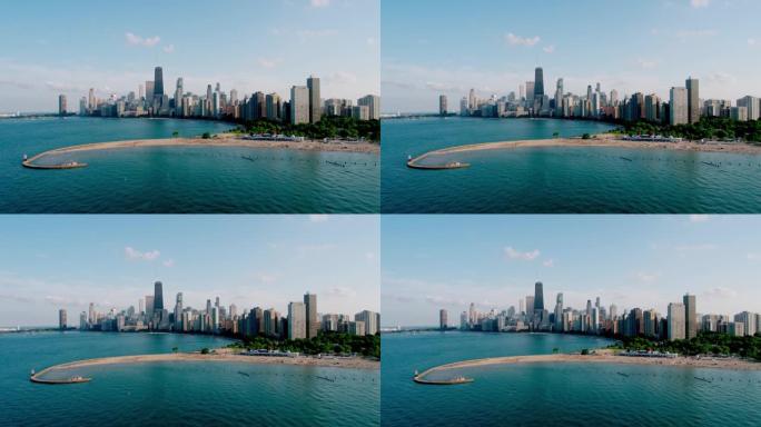 美丽的芝加哥海滩天际线密歇根湖