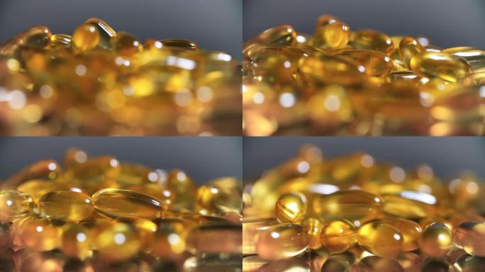 欧米茄3鱼油胶囊特写宏观补充维生素