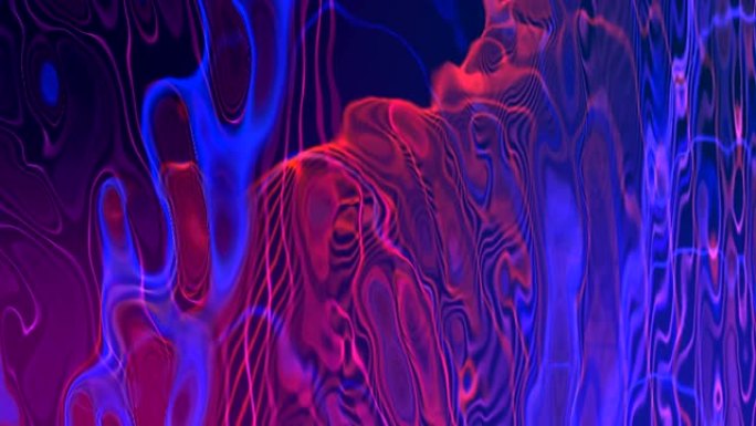 3d动画抽象霓虹灯液体波浪背景