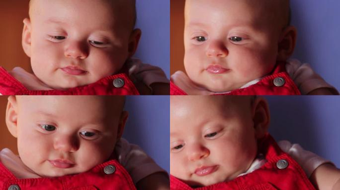 婴儿面部表情特写英俊的婴儿肖像