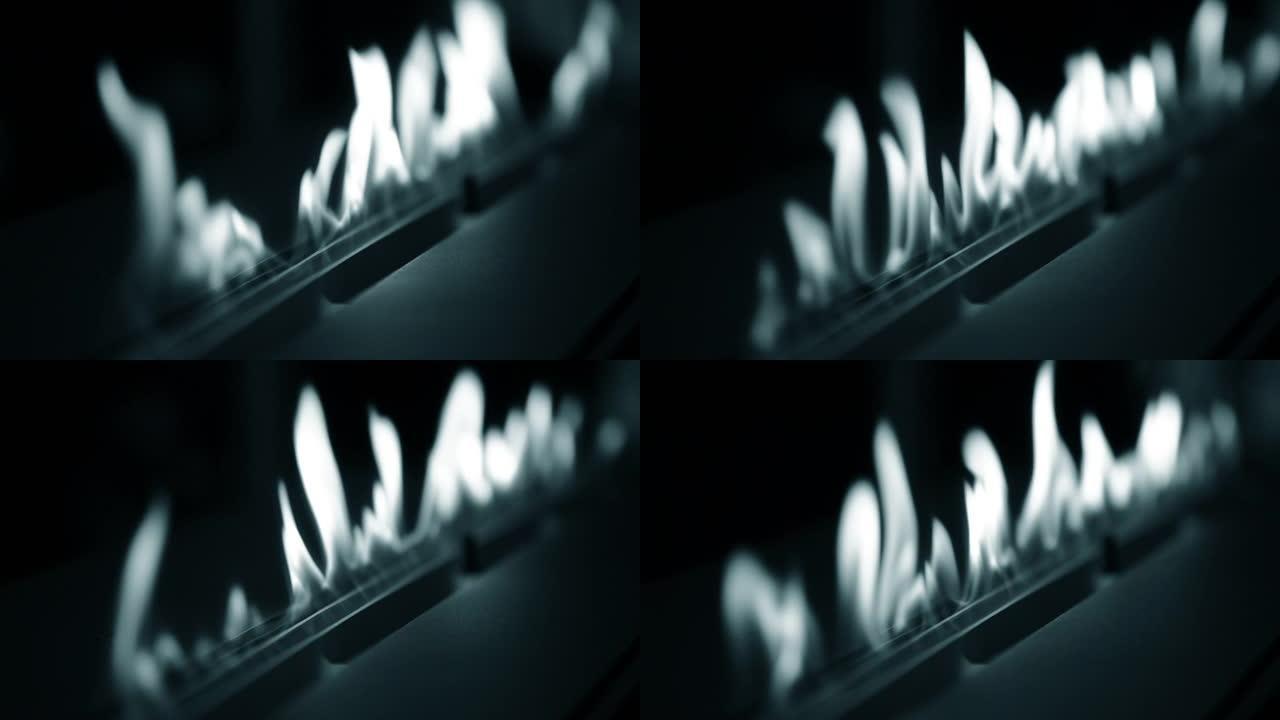 一个生物壁炉燃烧乙醇气体。