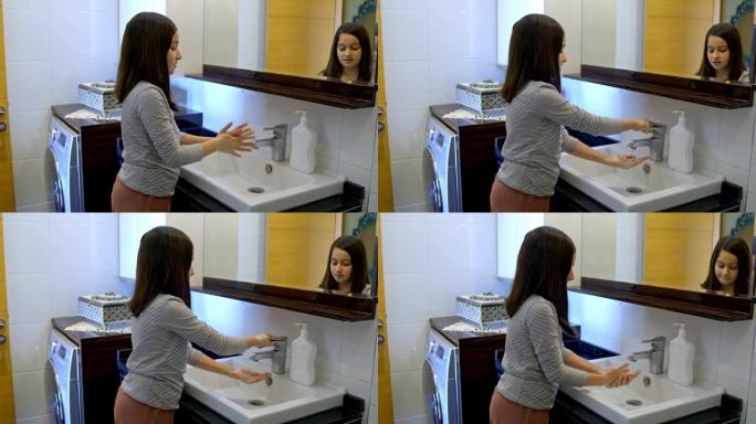 小女孩彻底洗手小女孩彻底洗手消毒