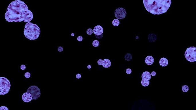 流体细菌病毒分子在循环中爆炸动画粒子