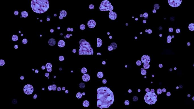 流体细菌病毒分子在循环中爆炸动画粒子