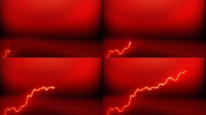 红色图表随着增长和业务成功而向上移动