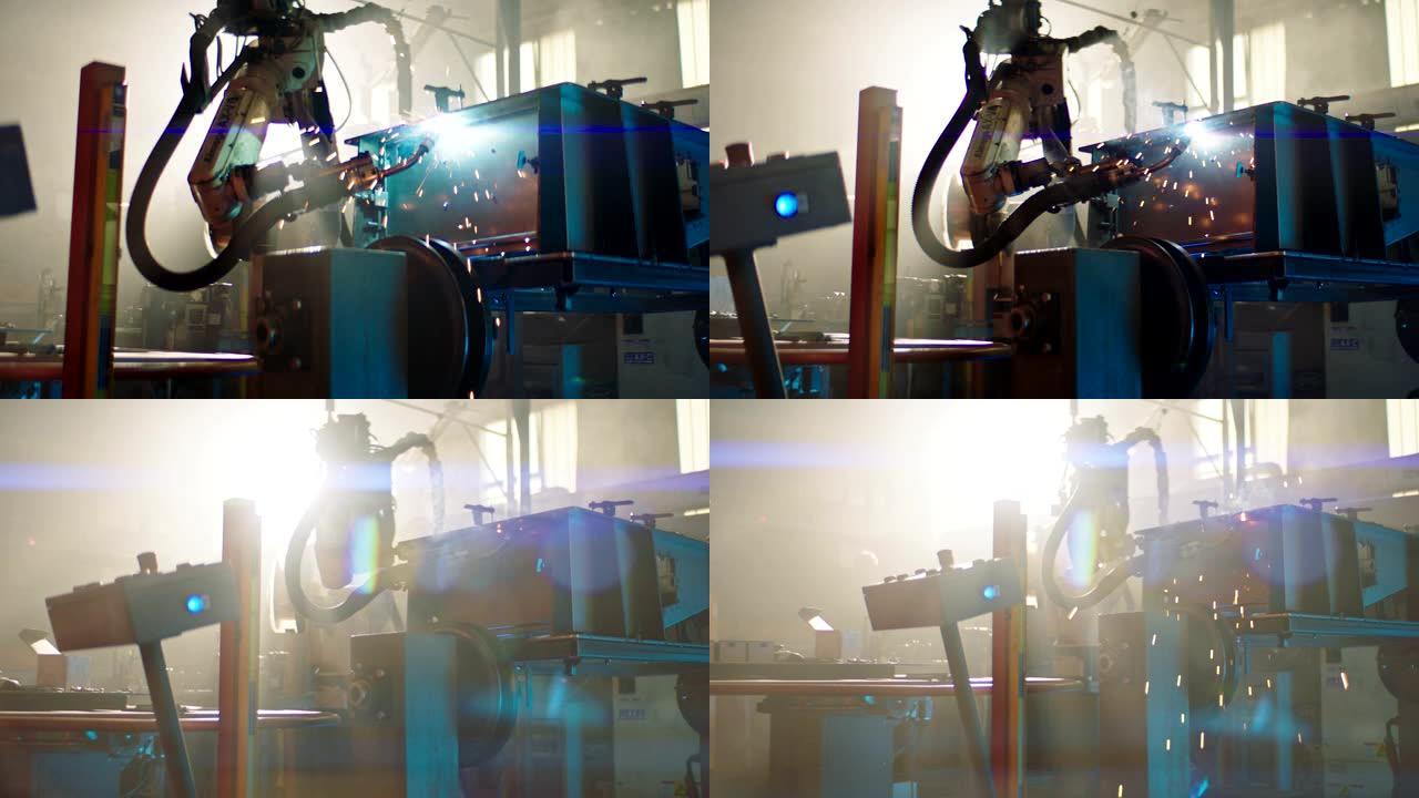 用机器人机器焊接耀光自动化