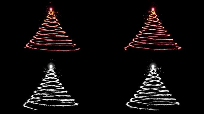 假日圣诞树由发光颗粒，旋转，循环，亮度哑光附着