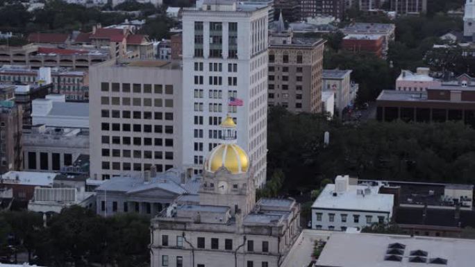萨凡纳乔治亚航空v15鸟瞰市中心市政厅细节