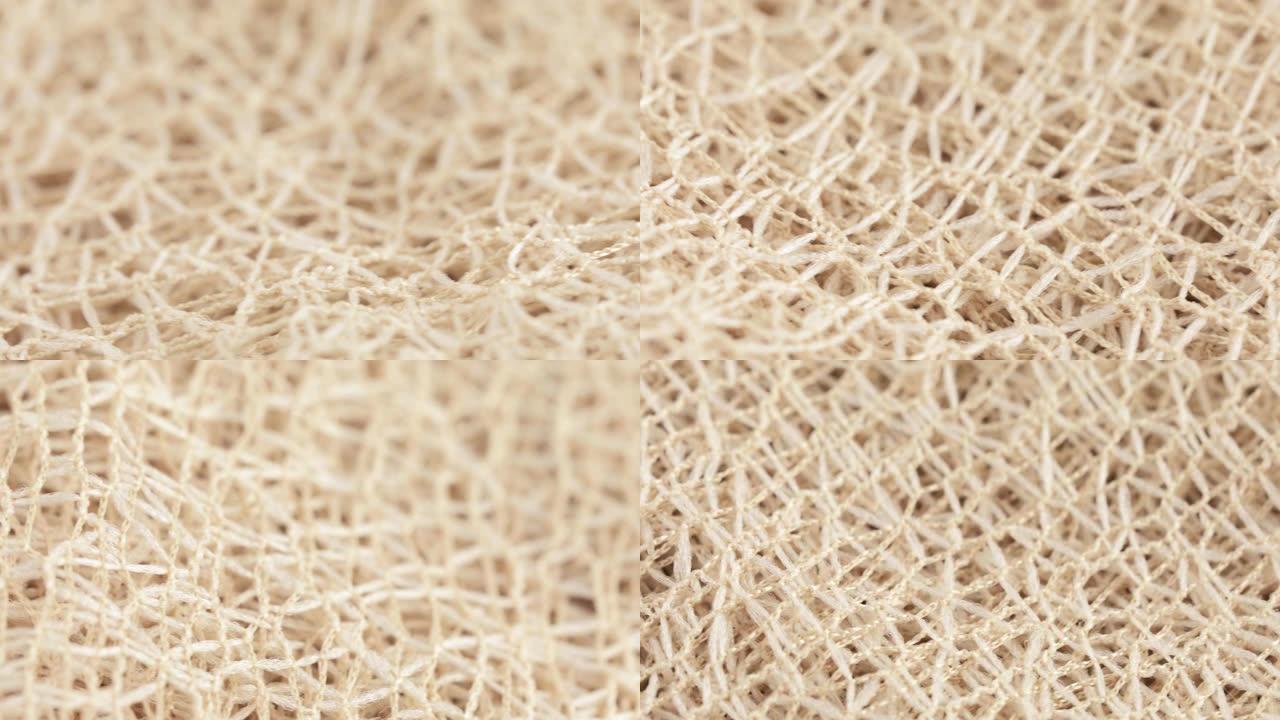 网眼织物的质地网眼毛线旋转特写