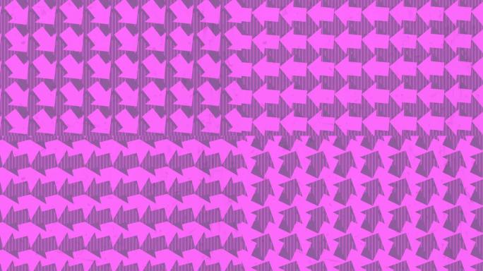 旋转粉色彩色箭头的光学错觉抽象运动模式。数字无缝循环商业动画背景光学艺术模板。3d渲染。高清分辨率