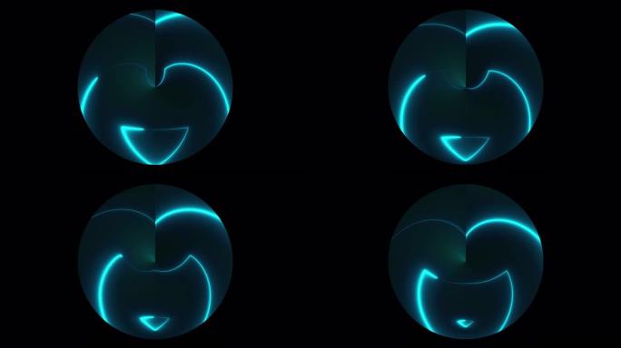 黑眼圈有不对称的霓虹灯线，电脑产生。3d渲染夜总会背景