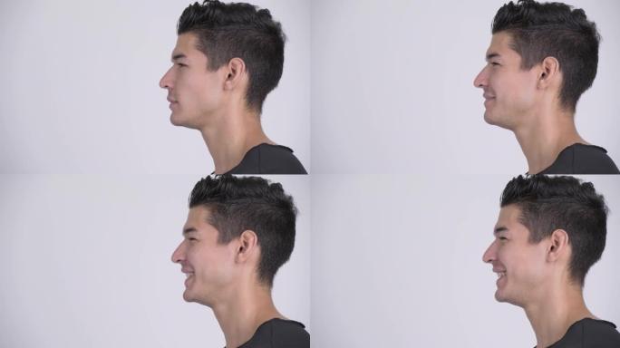 快乐年轻英俊多民族男子特写纵断面视图