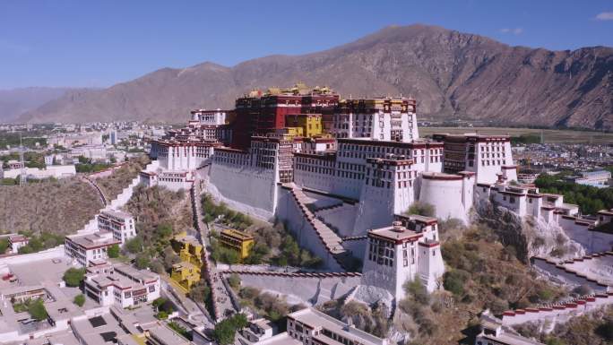布达拉宫广场航拍 西藏旅游 高原旅游