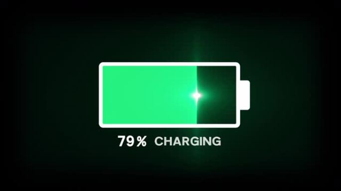 电池充电1-100% 动画在透明背景。