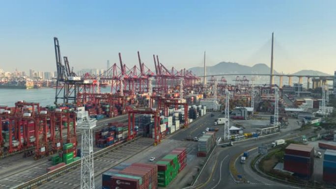 4k延时: 商业物流，进出口，运输或运输的码头商业港口