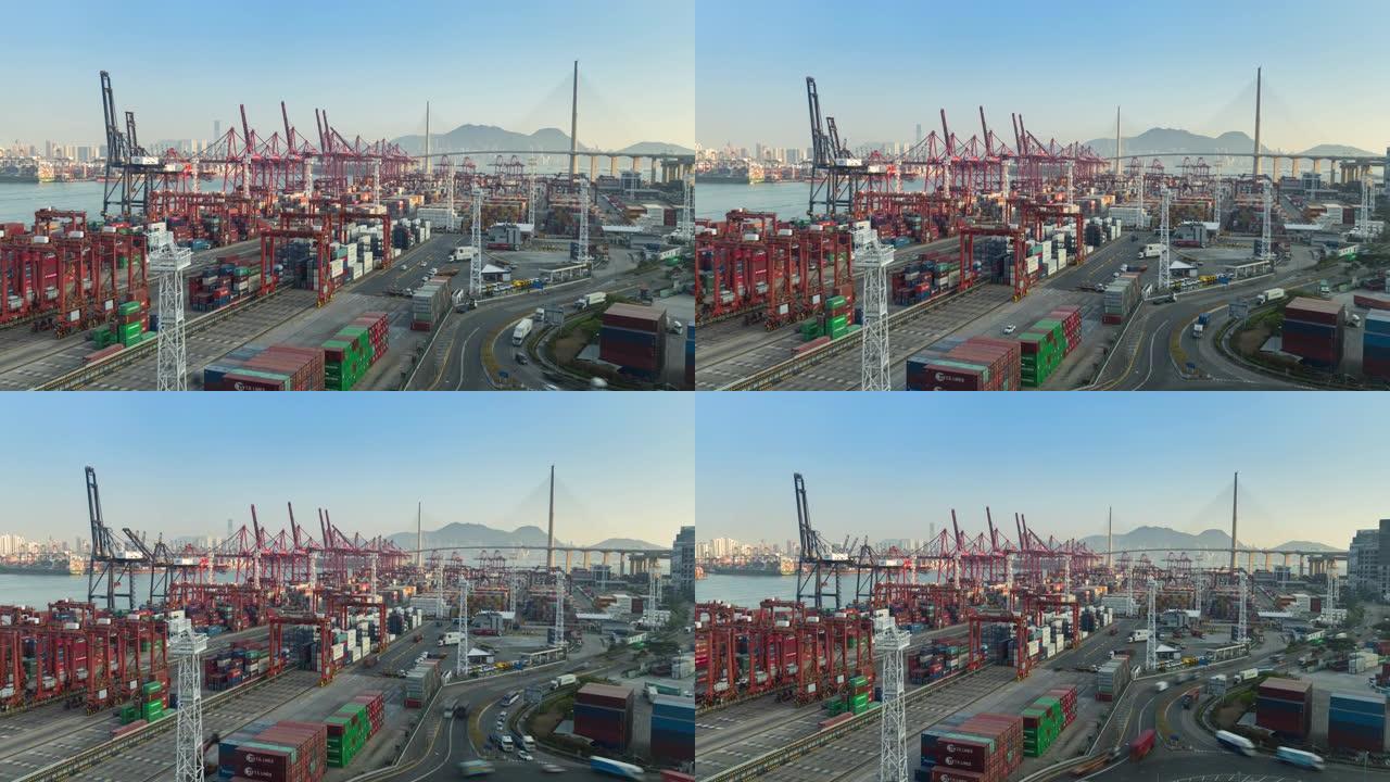 4k延时: 商业物流，进出口，运输或运输的码头商业港口