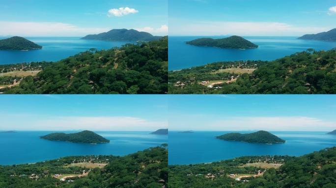 马拉维湖蓝色水域的热带风景