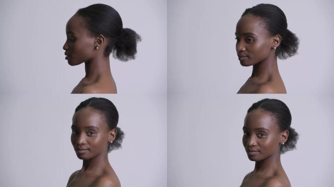 年轻美丽的非洲女人光着膀子的脸