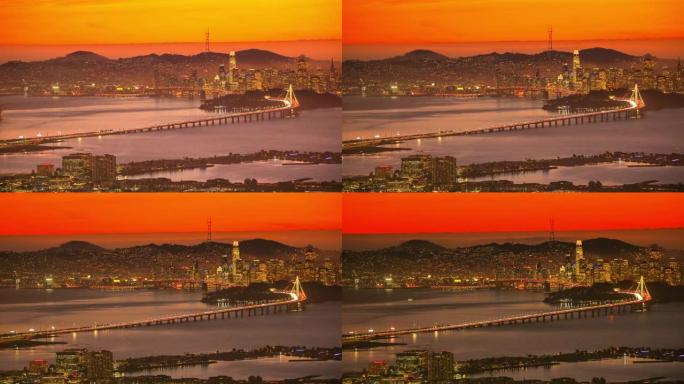 旧金山，加州湾日落