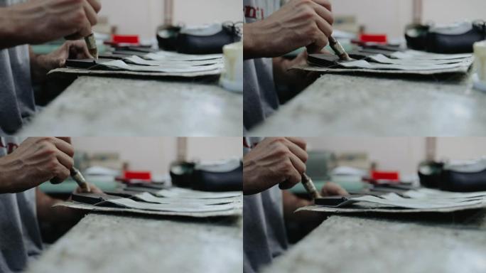 传统制鞋手工业手工艺视频素材