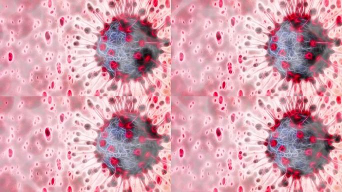 新型冠状病毒肺炎冠状病毒细胞显微镜视图