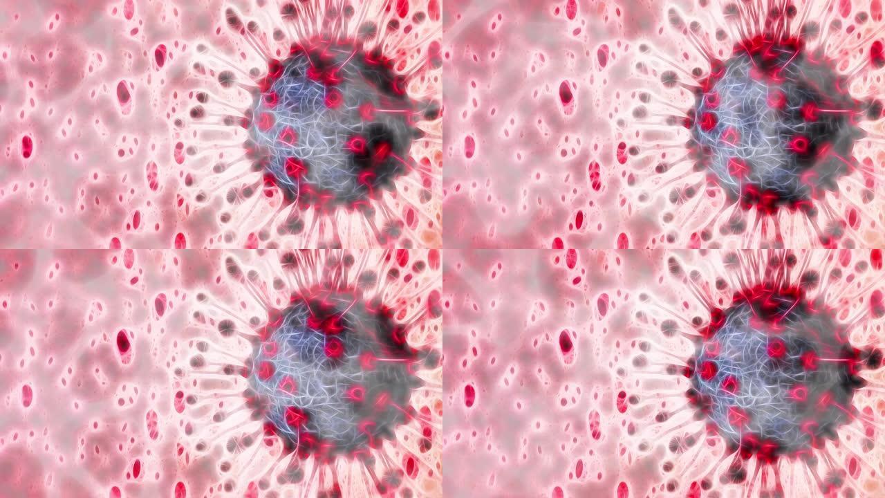 新型冠状病毒肺炎冠状病毒细胞显微镜视图