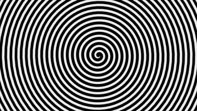催眠螺旋视频，视错觉和不断移动的螺旋图案，无缝循环4k动画