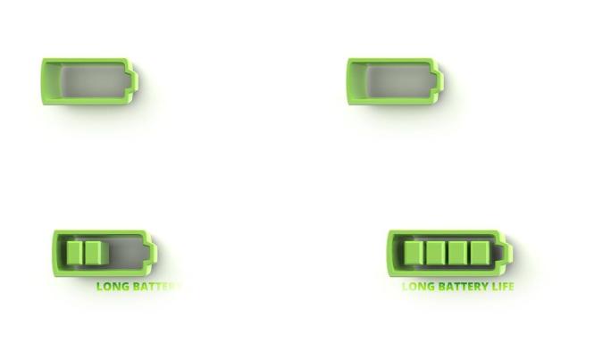 绿色文本的环保电池电池寿命长
