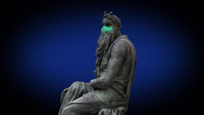 带医用面具的摩西雕像