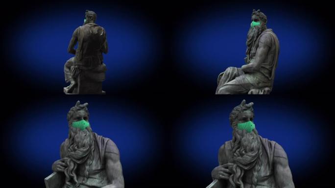 带医用面具的摩西雕像