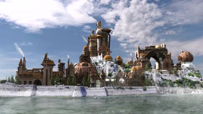 幻想概念风景梦幻城堡奇幻城堡岛屿古堡