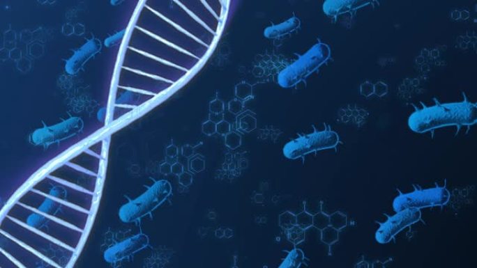 DNA双螺旋三维虚拟现实科学显微镜下监控动画背景