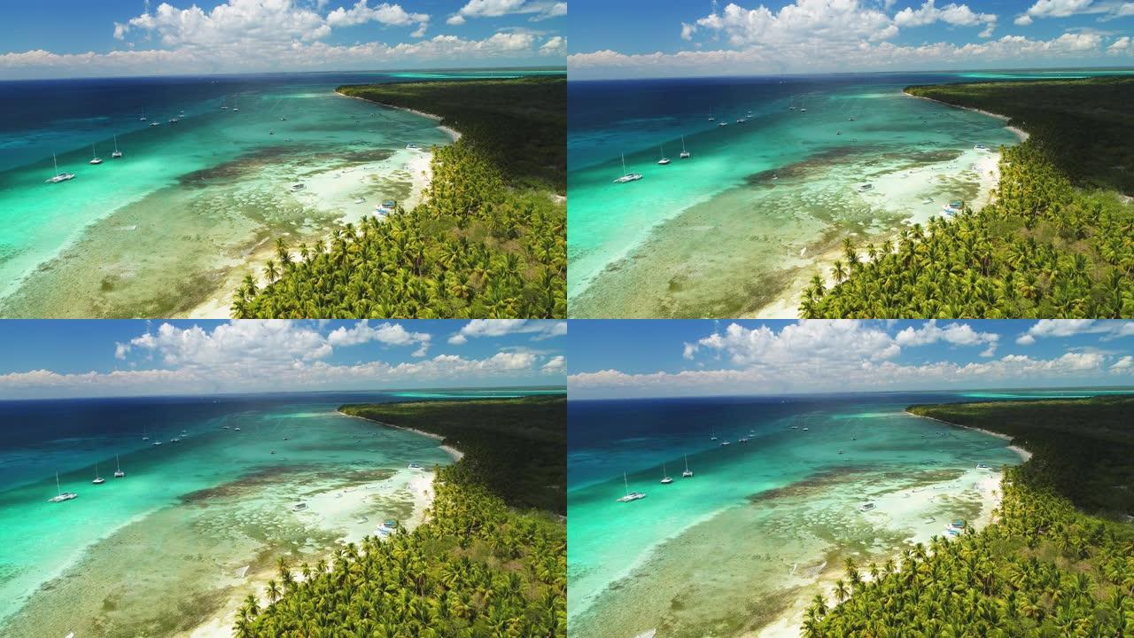 多米尼加共和国加勒比海岛屿，空中无人机视图