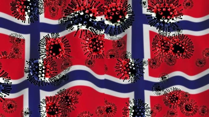 挪威冠状病毒大流行，2019新型冠状病毒肺炎锁定-3d动画