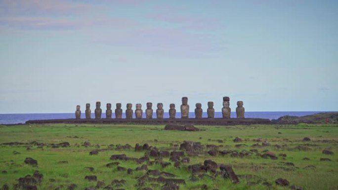 Awe Tongani Rapai Moai雕像复活节岛智利4k视频。