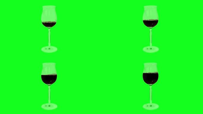 绿色屏幕上充满了红酒酒杯