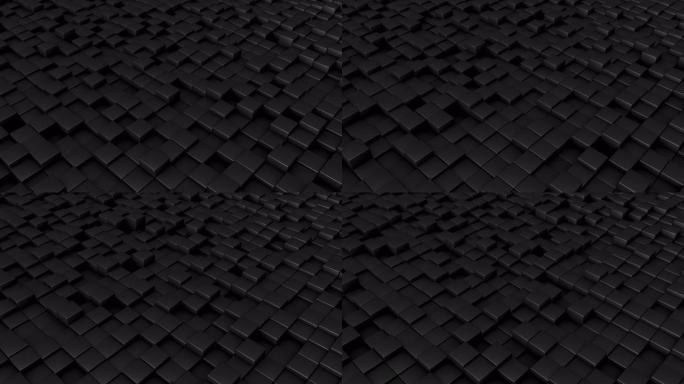 抽象黑色立方体背景动画的无缝循环。
