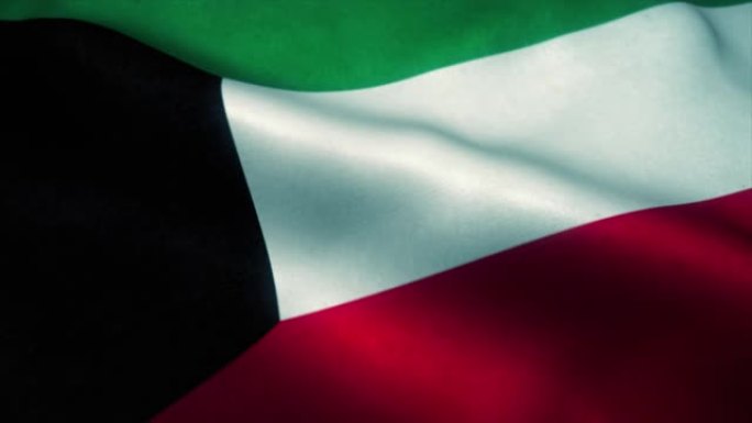 科威特国旗迎风飘扬。科威特国旗。标志科威特无缝循环动画。4 k