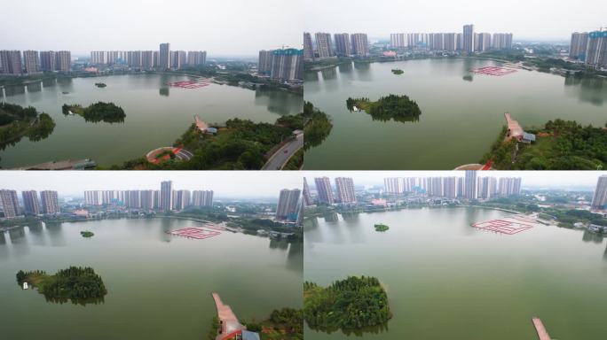 广西钦州白石湖城市建筑风光航拍