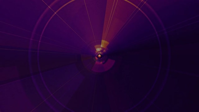 圆形可循环垃圾生锈发光复古科幻未来紫色蓝色圆形旋转灯光在黑暗背景。闪烁的高科技垃圾光隧道无缝环路。